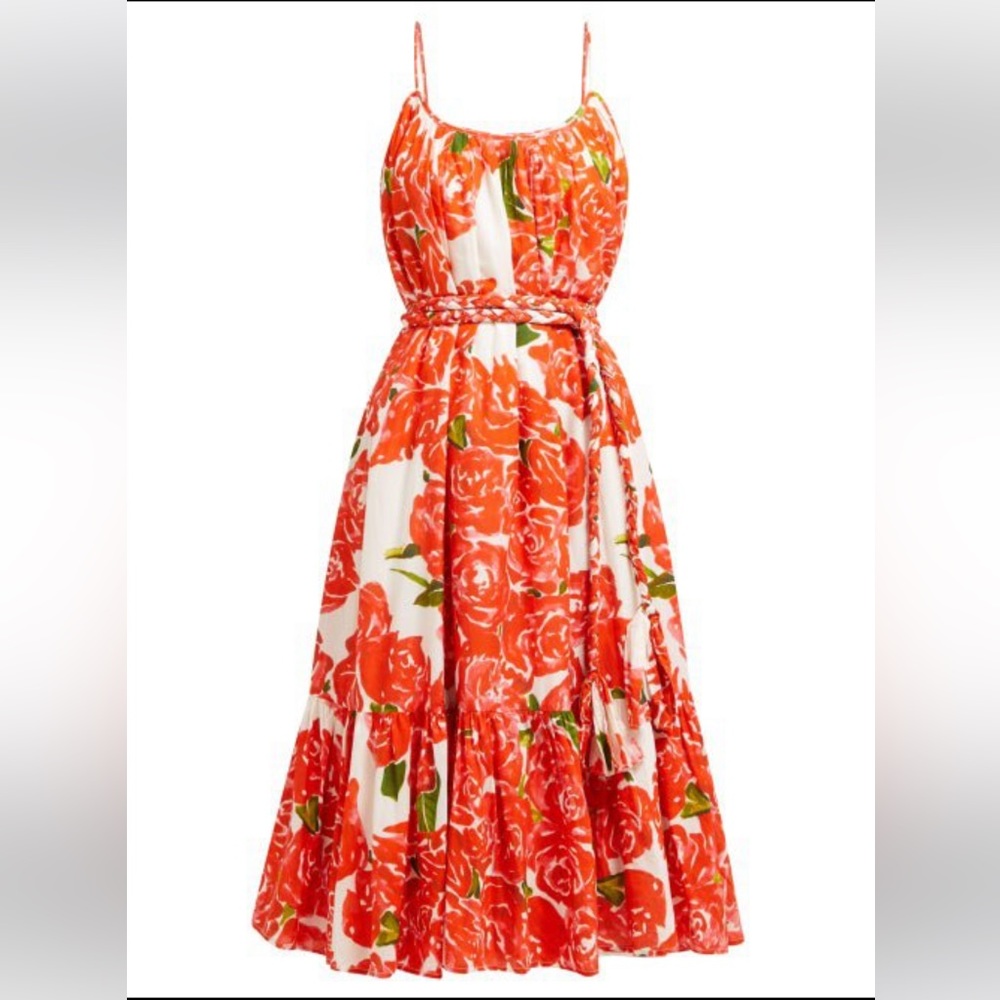 Rhode Rose print dress with tie